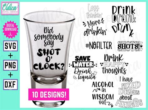 Shot Glass Quotes Svg Bundle Funny Sarcastic Drinking Svg Etsy