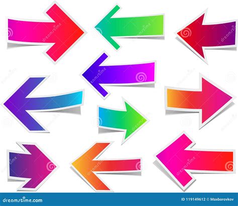 Set Of Straight Colorful Arrows Stock Vector Illustration Of Paper