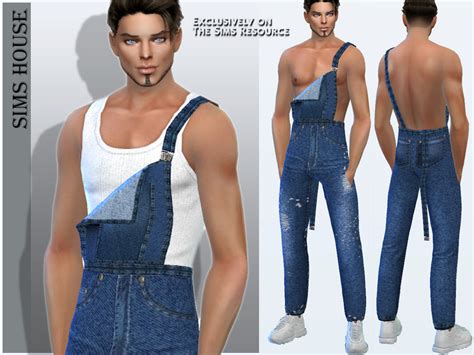 The Sims Resource - Men's denim jumpsuit