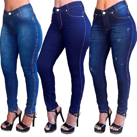 Kit Cal A Premium Feminina Jeans Skinny Atacado C Lycra C Is Alta