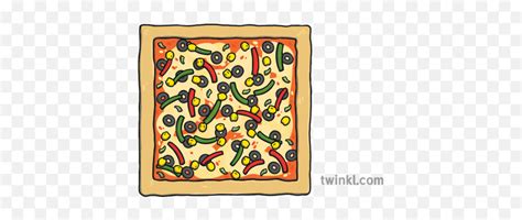 Large Square Vegetable Pizza Topics Fractions Ks1 Clipart Square