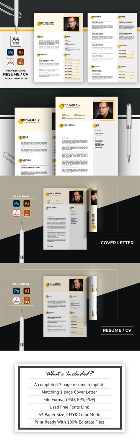 Resume Format Cv Template With Cover Letter Resume Template Job Cover