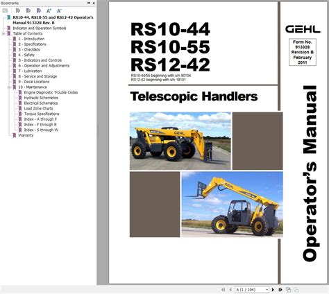 GEHL RS10 44 RS10 55 RS12 42 Telescopic Handlers Operators Manual