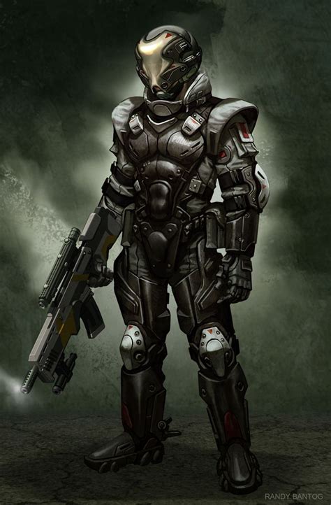 Future Swat Sci Fi Armor Power Armor Weapon Concept Art Armor