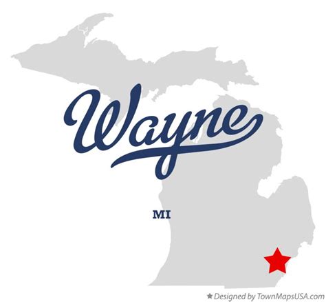 Map of Wayne, Wayne County, MI, Michigan