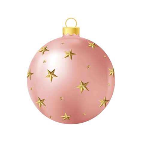 Premium Vector Beige Christmas Tree Toy With Golden Stars Realistic