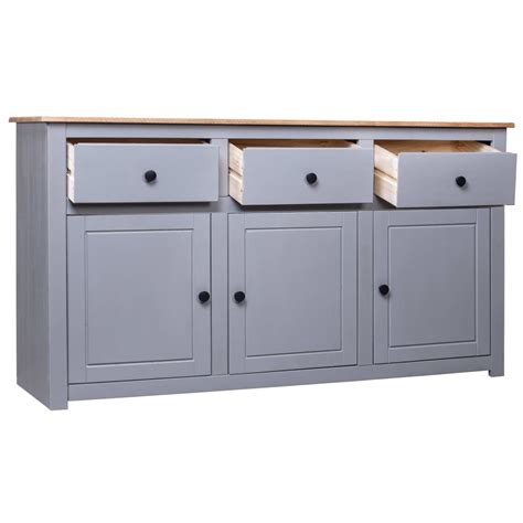 VidaXL Sideboard Grau 135x40x80 Cm Kiefernholz Panama VidaXL De