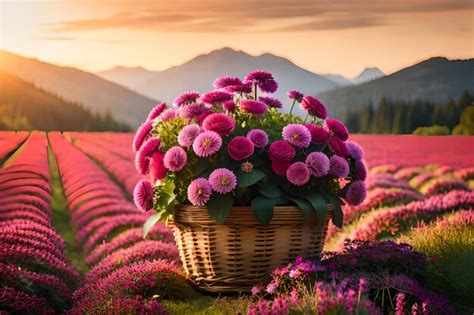 Premium AI Image | flowers in a field of pink flowers