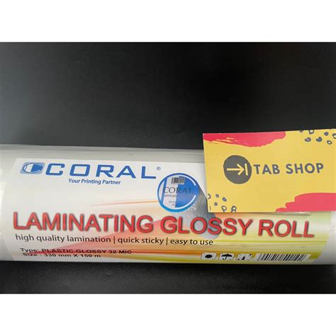 Jual TAB SHOP PLASTIK LAMINATING LAMINASI CORAL GLOSSY ROLL 32 MIC