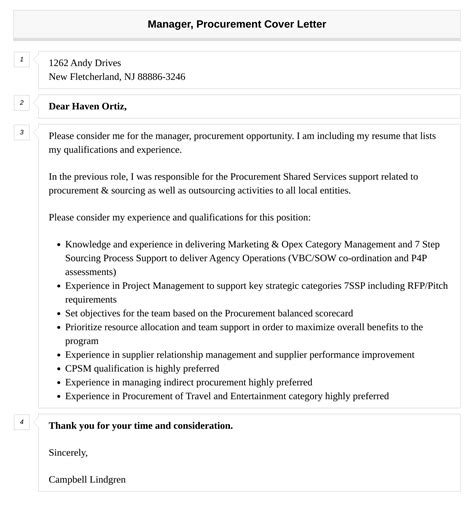 Manager Procurement Cover Letter Velvet Jobs