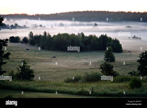 Sunrise Over Gauja River Valley In Gaujiena Vidzeme Latvia Stock Photo