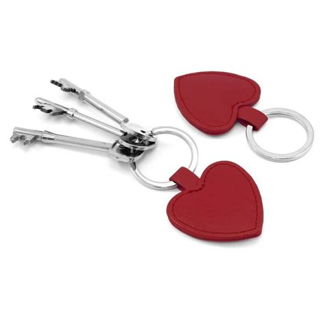 Saint Valentin Objet publicitaire Porte clés coeur en cuir