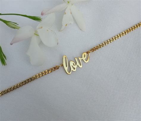 Curb Chain Name Bracelet Name Bracelet Gold Name Bracelet Etsy