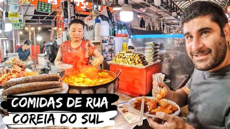 Provando Comidas De Rua Na Coreia Youtube