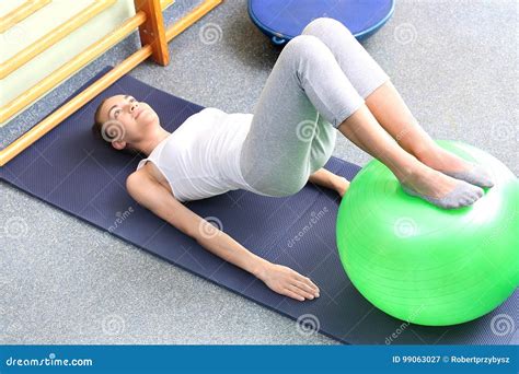 Gymnastics on the ball. stock image. Image of sport, balance - 99063027