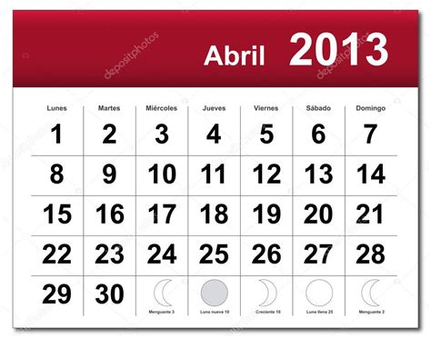 Spanish Version Of April 2013 Calendar — Stock Vector © Lutya 11399767