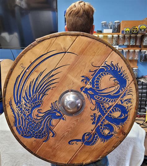 Authentic Viking Wooden Shield 295 Steel Boss Etsy