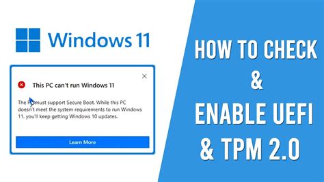 How To Enable Uefi Security Boot And Tpm 2 0 Install Windows 11 Eroppa