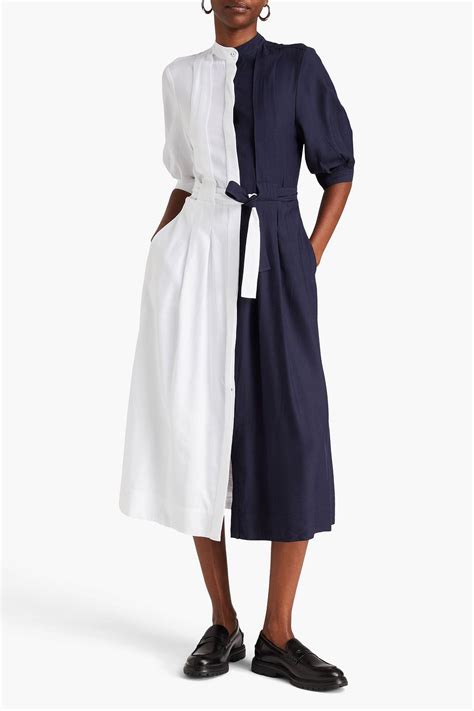 E L V DENIM X THE OUTNET The Double Two Tone Twill Midi Dress THE OUTNET