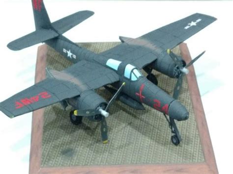 1 100 Grumman F7F 3N Tigercat USMC Nr 24 Paper Model EcardModels