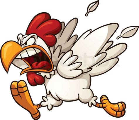 Angry cartoon chicken. Vector clip art illustration with simple ...