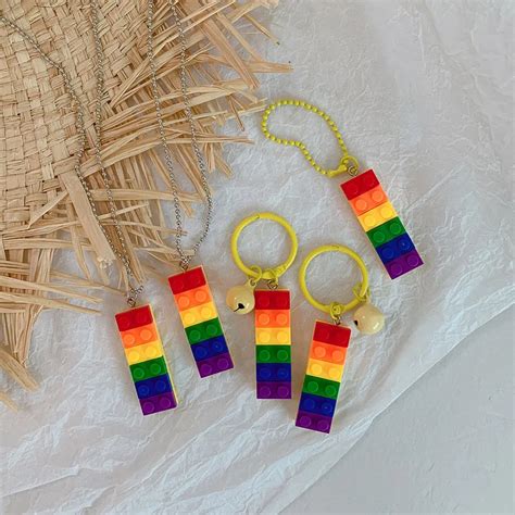 Lgbt Pride Rainbow Building Block Keychains Pieces Queerks