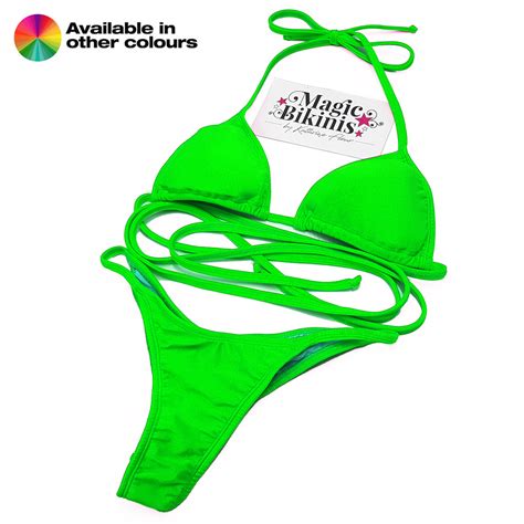 Quick Ship Beach Bikini Lycra Wrap Back Skinny Straps