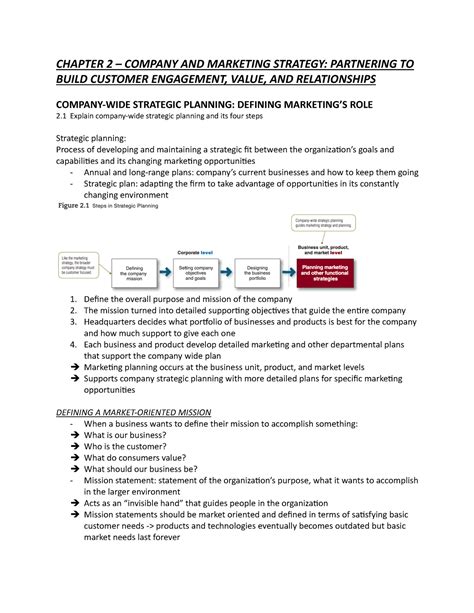 Mgt252 Chapter 2 Chapter 2 Company And Marketing Strategy