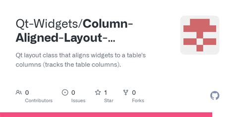 GitHub Qt Widgets Column Aligned Layout TableWidget Qt Layout Class