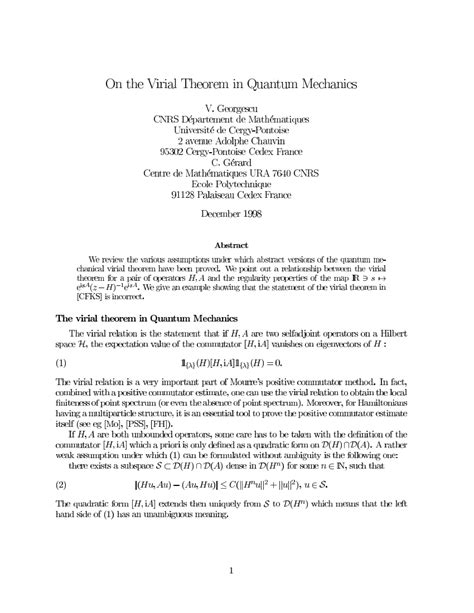 (PDF) On the Virial Theorem in Quantum Mechanics