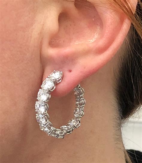 Harry Winston By Jacques Timey Diamond Platinum Hoop Earrings At 1stdibs Harry Winston