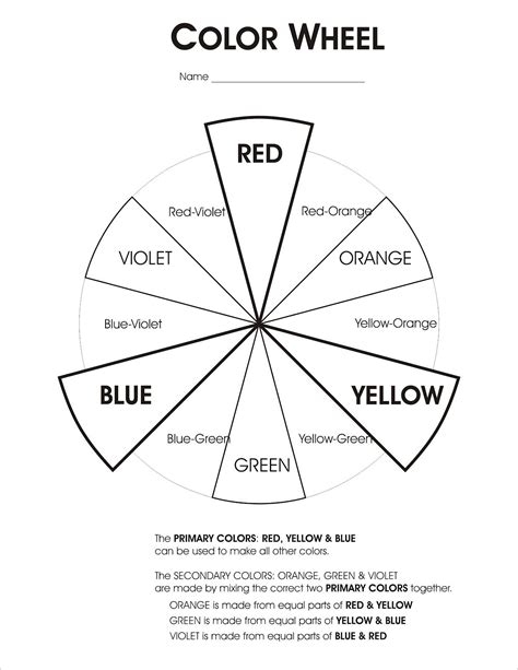 Color Wheel Chart Printable