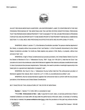 Fillable Online Leg Mt 63rd Legislature HB0462 AN ACT REVISING MONTANAS