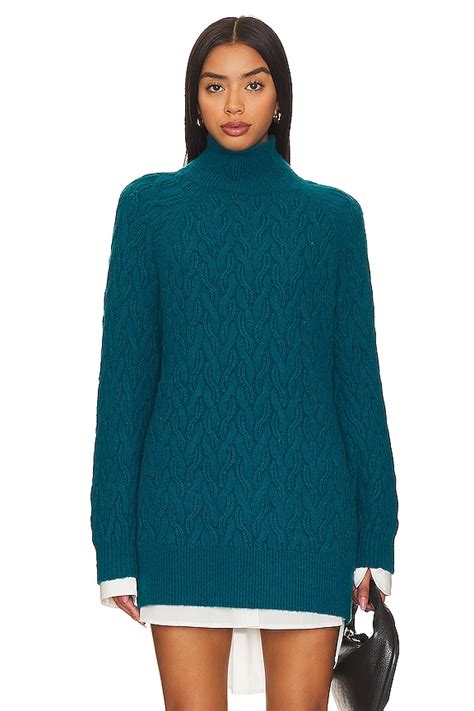 525 Natasha Cable Oversized Pullover Sweater In Lagoon REVOLVE