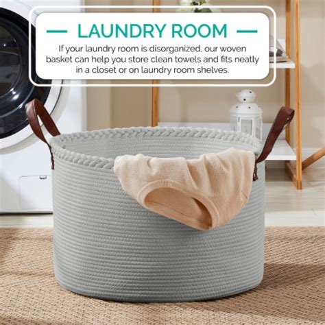 Extra Large Round Cotton Rope Storage Basket Laundry Hamper With