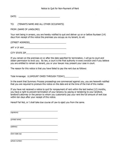 Download Notice to Quit for Non-Payment of Rent | Letter template word ...