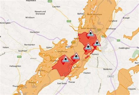 Red flood warnings have been issued in areas of Newark