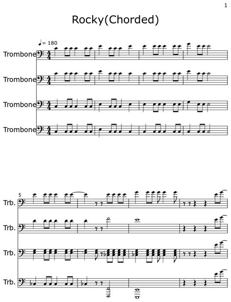 Rocky Chorded Sheet Music For Trombone