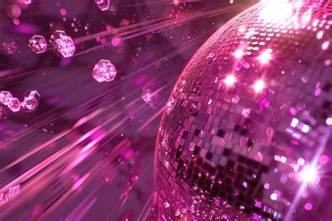 Vibrant Disco Ball With Sparkling Light Rays In Pink And Purple