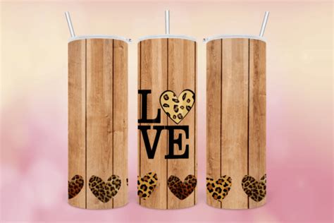 Love Rustic Wood Heart Leopard Tumbler Graphic By Peangra Creative