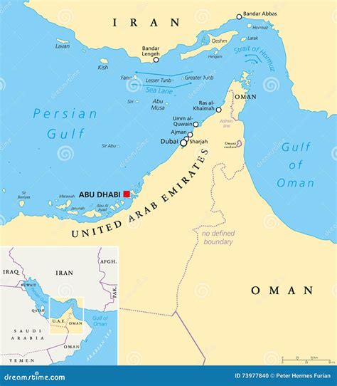 Strait Of Hormuz. Map Of The Middle East, Persian Gulf And Indian Ocean ...