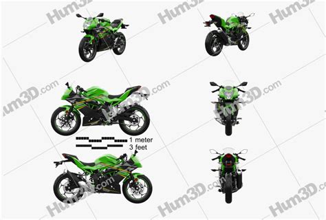 Kawasaki Ninja 125 2019 Blueprint Template 3DModels Org