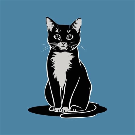 Premium Vector Black And White Cat