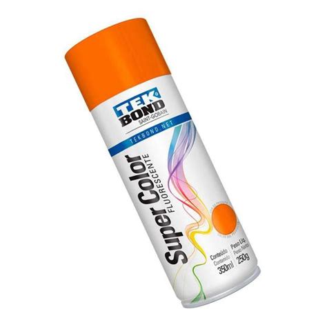 Tinta Spray TekBond Laranja Fluorescente Neon Uso Geral 350ml Tinta