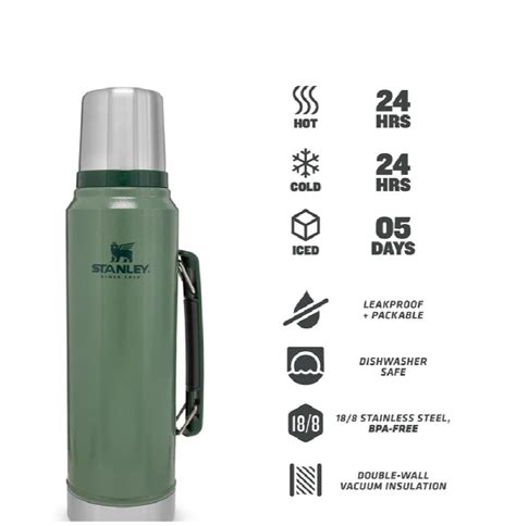 Stanley Legendary Classic Bottle 1 0 Liter Hammertone Green