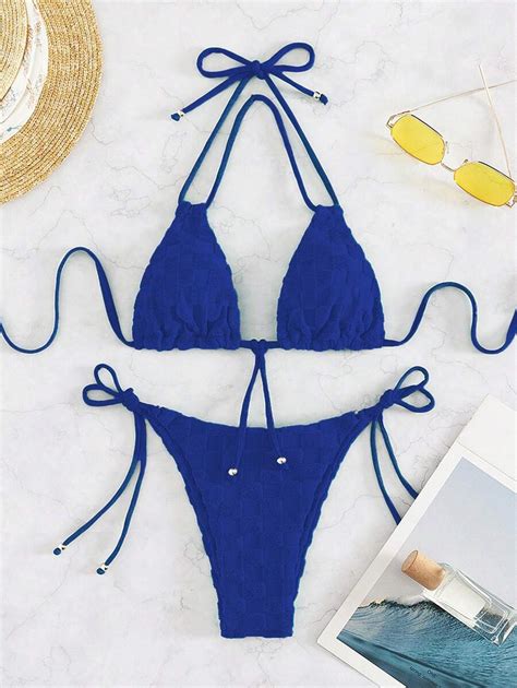 Bañador bikini triángulo halter vinculado con aro Moda de Mujer