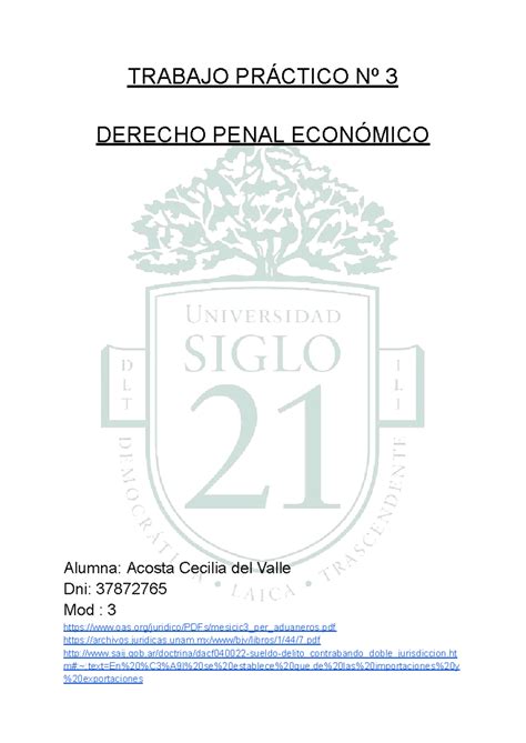 Trabajo Práctico Nº 3 Derecho Penal Economico Trabajo PrÁctico Nº 3