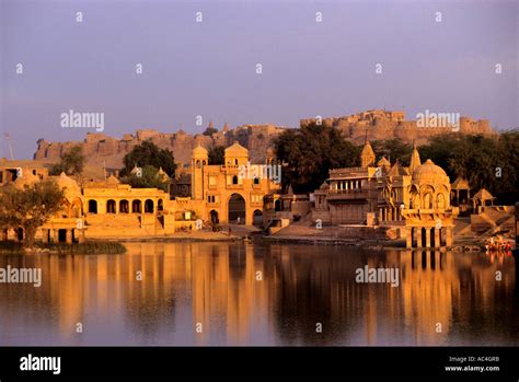 India Rajasthan Jaisalmer Asia Town Fort Overlooking Gadi Sagar and ...