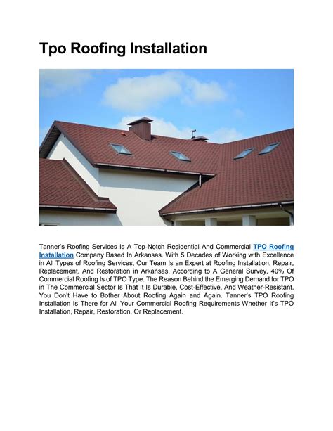 Tpo Roofing Installation By Mark Oliver Issuu