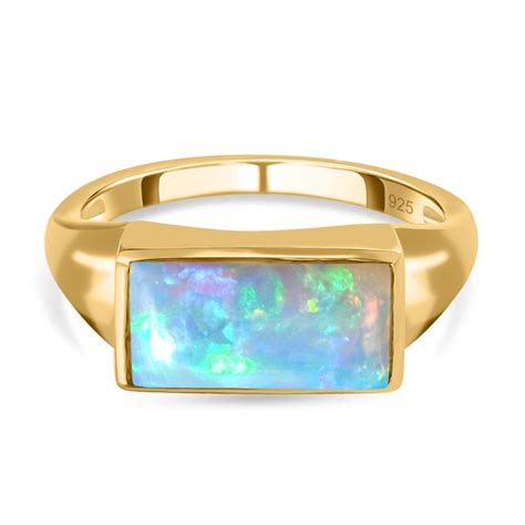 Nat Rlicher Thiopischer Welo Opal Ring Silber Gelbgold Vermeil